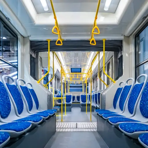Interior photo of a clean city bus